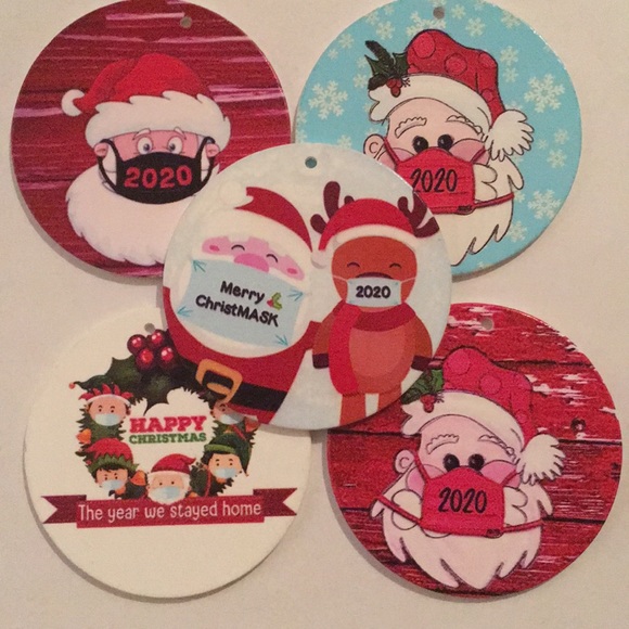 5 2020 Christmas Ornament Santa Elves & Deer Masks